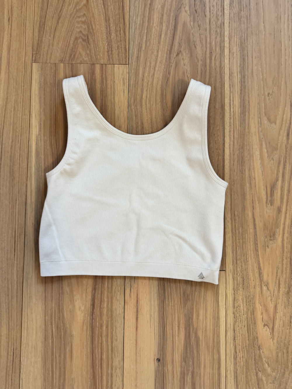 Source Unknown White Ribbed Crop Tank